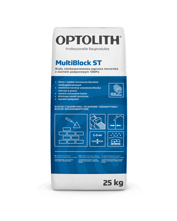 Zaprawa murarska cienkowarstwowa z ziarnem podporowym 10 MPa - MultiBlock ST