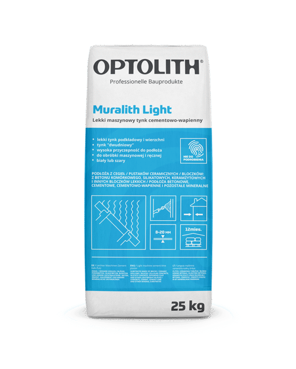 Lekki maszynowy tynk cementowo-wapienny- Muralith Light