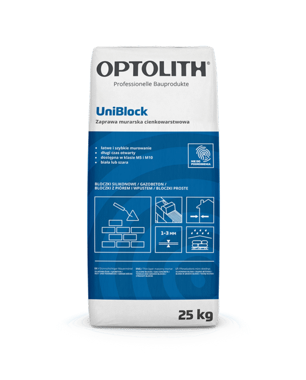 Zaprawa murarska cienkowarstwowa biała/szara – UniBlock