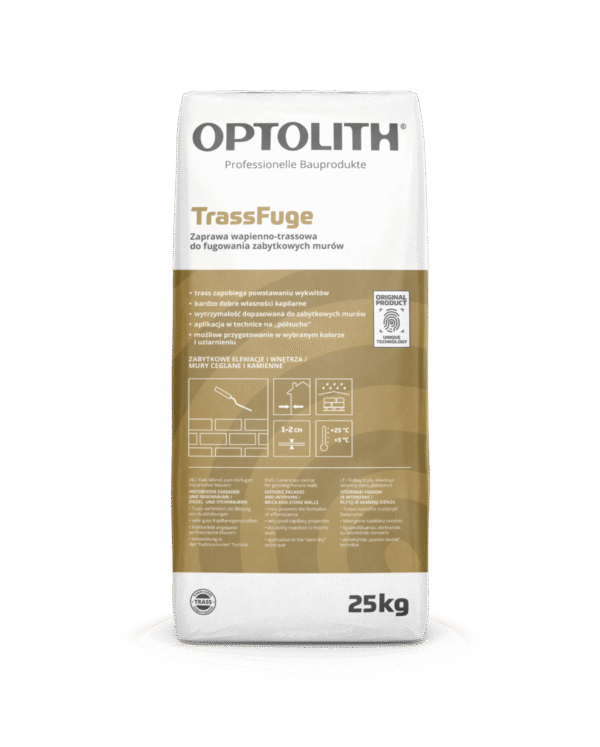 Optosan TrassFuge -  zaprawa wapienno-trassowa do fugowania zabytkowych murów 