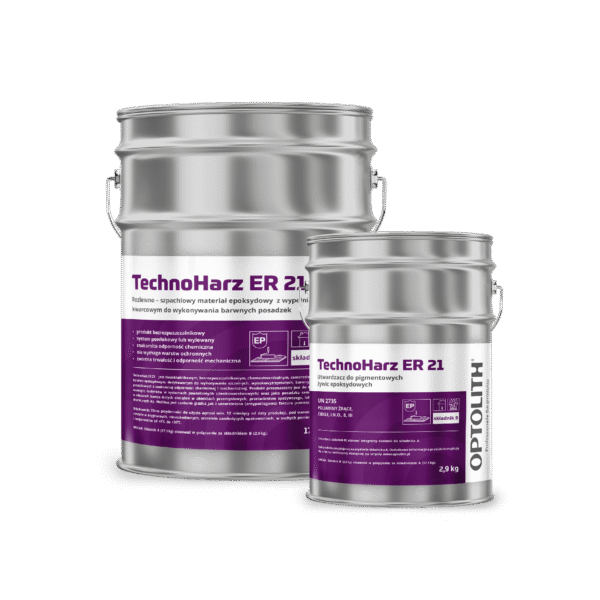 TechnoHarz ER 21 - Dwuskładnikowy, wysokowypełniony materiał epoksydowy do wykonywania barwnych posadzek