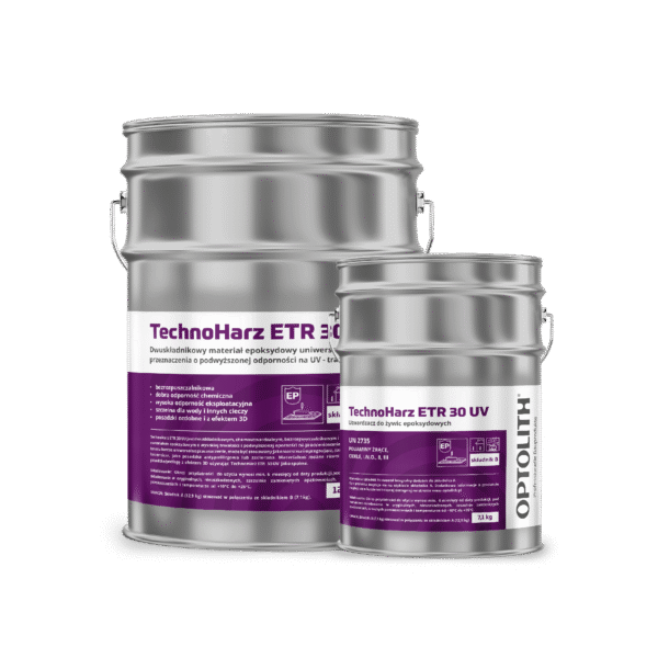 TechnoHarz ETR 30 UV - Dwuskładnikowy materiał epoksydowy uniwersalnego przeznaczenia o podwyższonej odporności na UV - transparentny